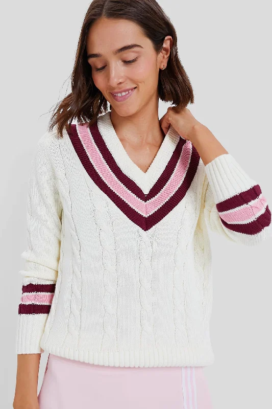 Street Cool Marshmallow Cable V-Neck Sweater