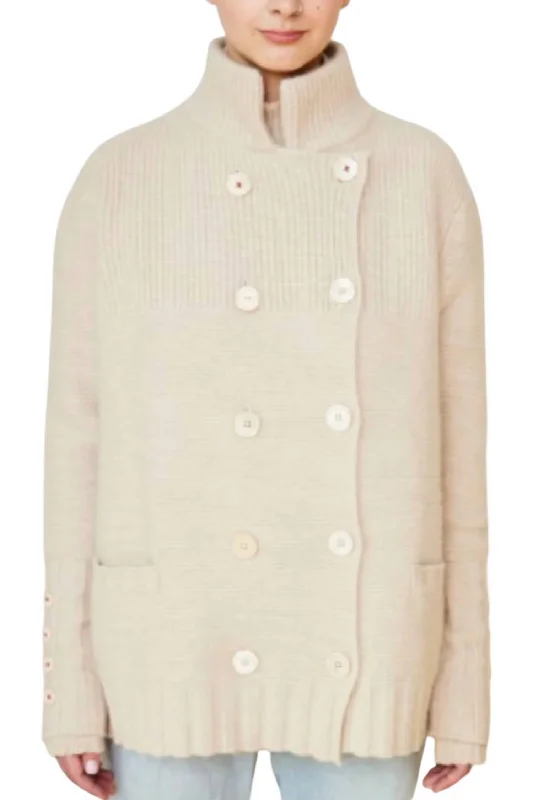 Girl Style Nautical Cardigan In Buff