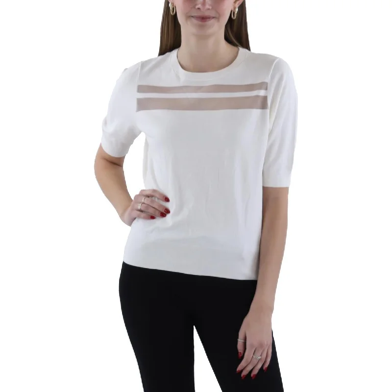 Relaxed Chic Womens Crewneck Elbow Sleeve Crewneck Sweater