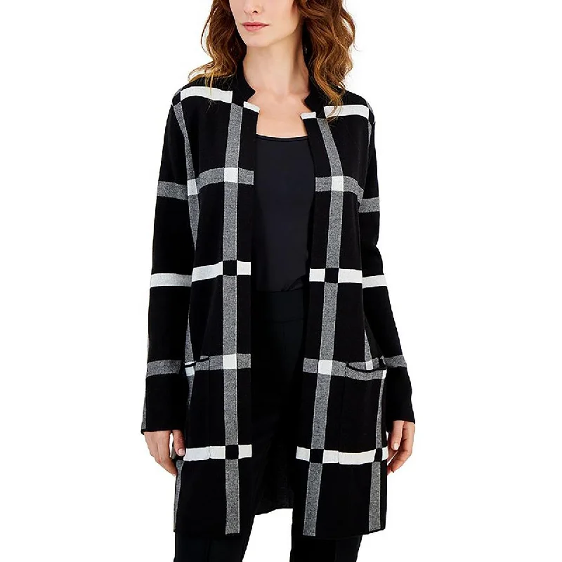 Soft Wear Kasper Womens Petites Open Front Mandarin collar Cardigan Sweater