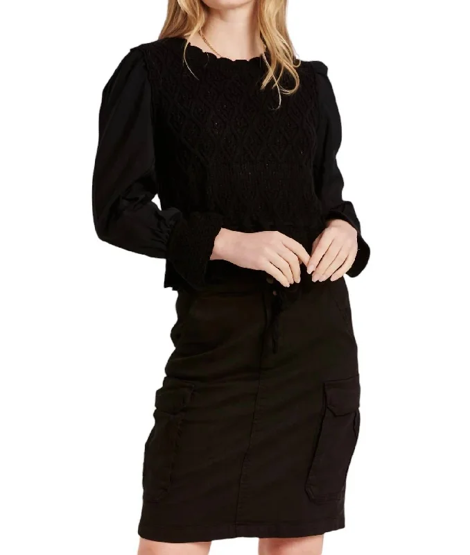 Marilyn Pointelle Sweater In Black