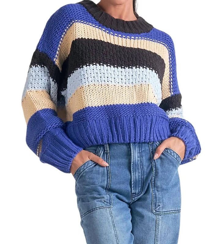 Stripe Crew Sweater In Blue Multi