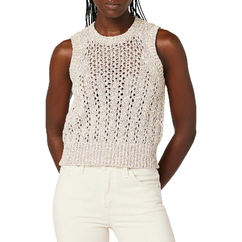 Luxury And Elegant Hudson Womens Crochet Crewneck Tank Top Sweater