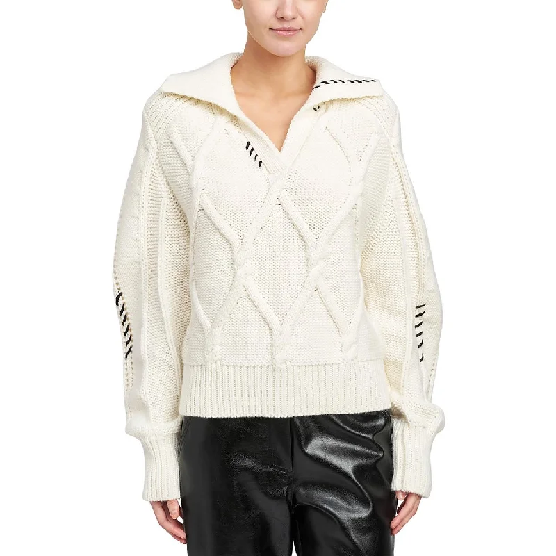 Celebrity Must-have En Saison Womens Ribbed Collared Pullover Sweater