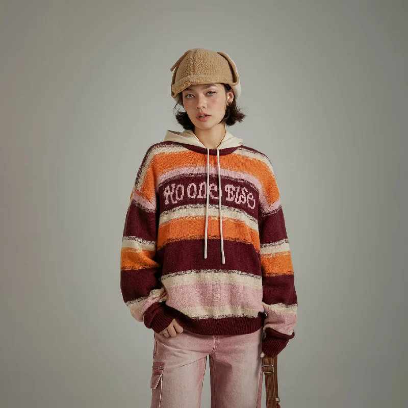 Smart Comfort Wear Logo Striped Loose Knit Sweater