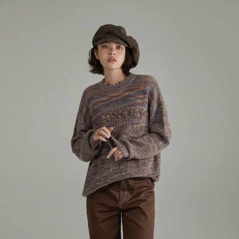 Casual And Versatile Lettering Vintage Knit Sweater