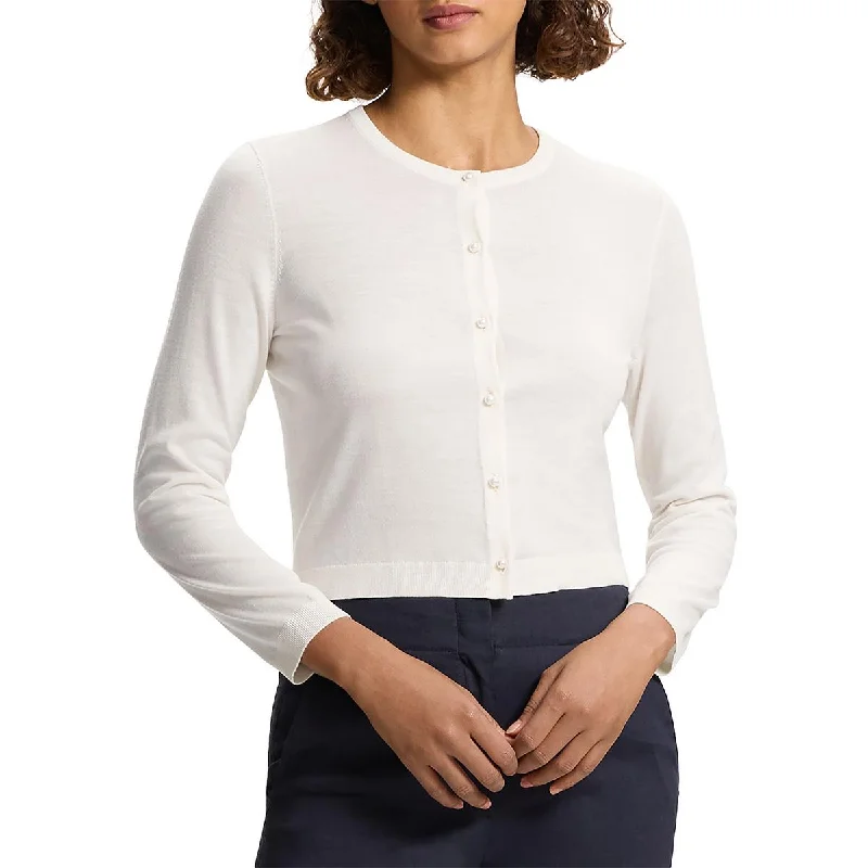 Energy Wear Theory Womens Crewneck Crop Cardigan Sweater