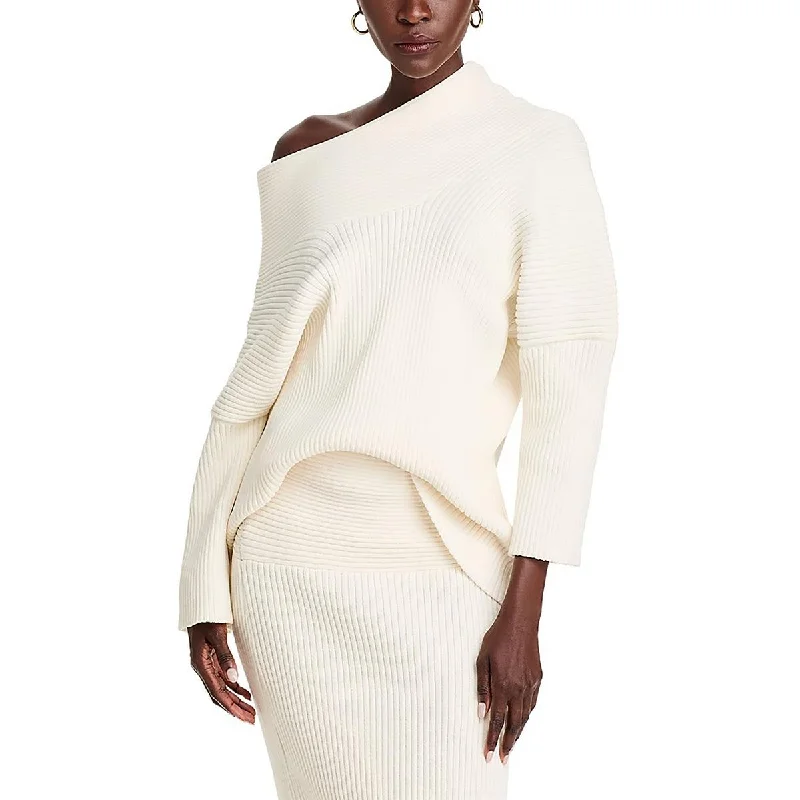 College Style 4th & Reckless Womens Ribbed Knit Off-The-Shoulder Pullover Sweater