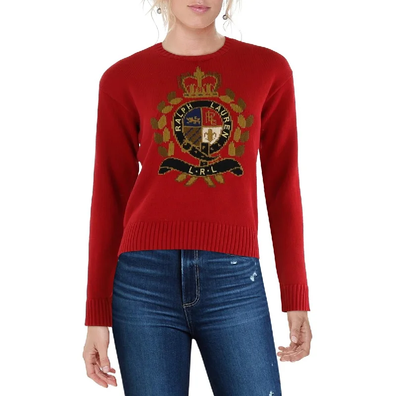 Lauren Ralph Lauren Womens Crewneck Logo Pullover Sweater