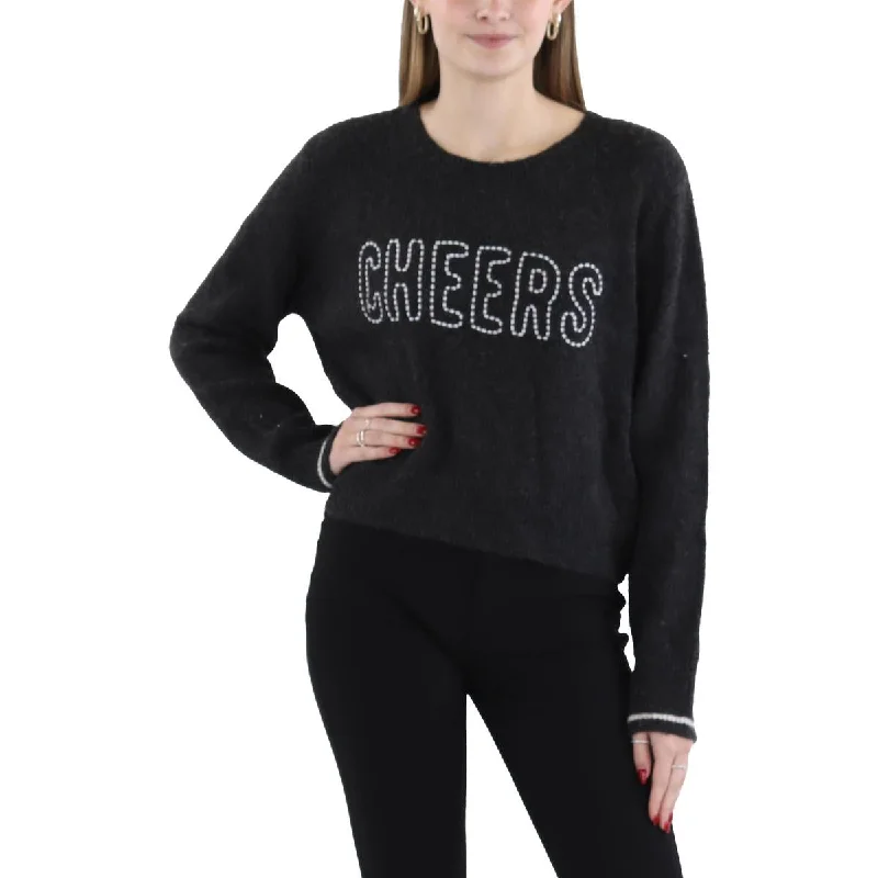 Easy Fashion Womens Ribbed Trim Long Sleeve Crewneck Sweater