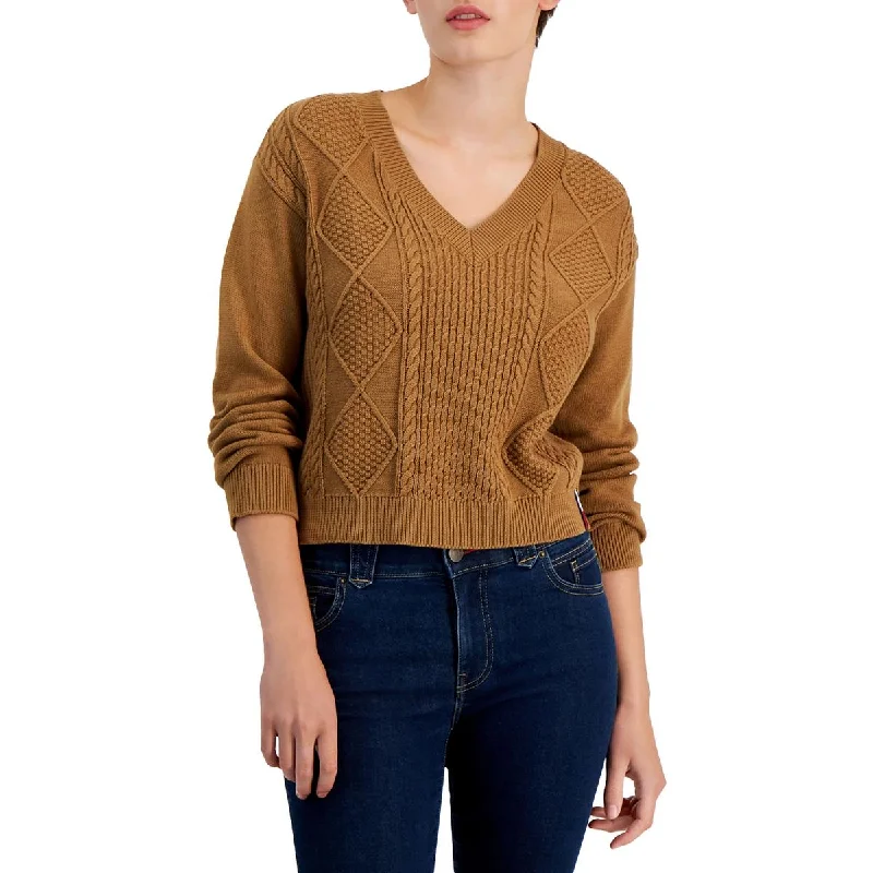 Comfortable Outfits Tommy Jeans Womens Cable Knit V-neck Pullover Sweater
