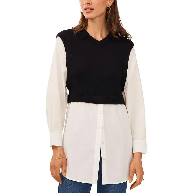 Relaxed Style 1.State Womens Open Front Pointelle Cardigan Sweater