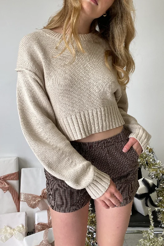 Free And Comfortable Crop Knit Sweater