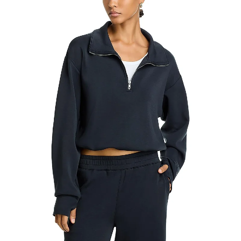 Stretch Design Vintage Havana Womens Fleece Quarter Zip Pullover Sweater