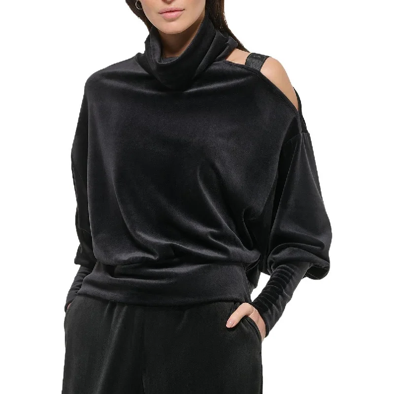 European Plan DKNY Womens Cutout-Shoulder Shirt Turtleneck Sweater