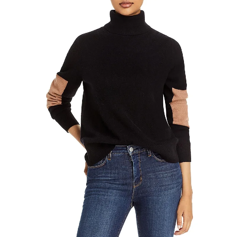 Fashionable Prints Private Label Womens Cashmere Color Block Mock Turtleneck Sweater