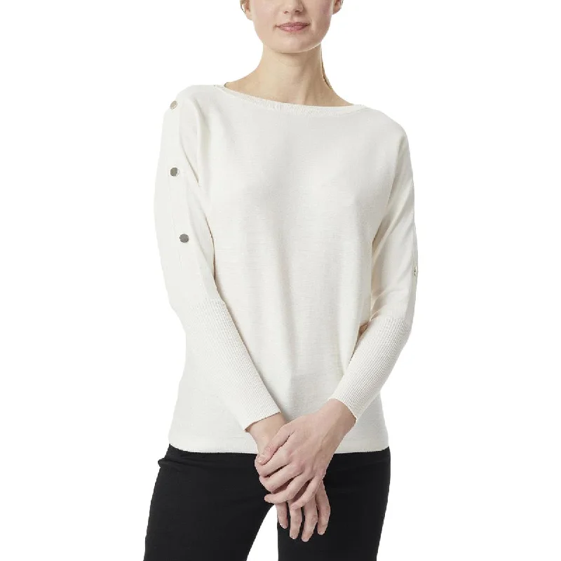 Breezy Comfort Jones New York Womens Embellished Crew Neck Pullover Sweater