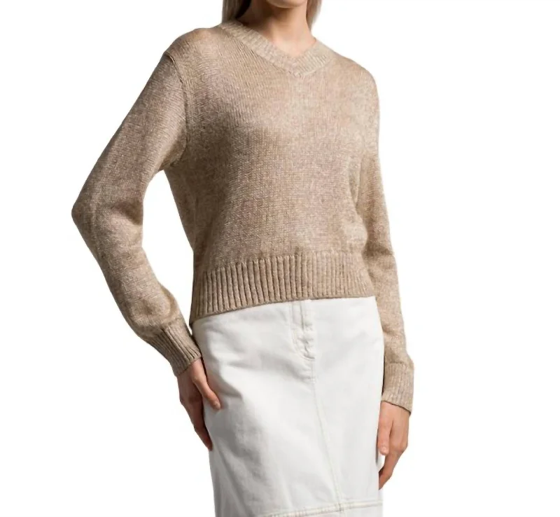 Luxury Customization Lurex Sweater Top In Beige/brown(Gold)