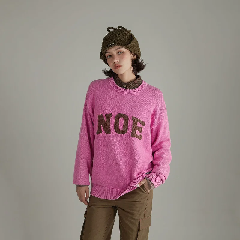 Fashion Touch Lettering Loose Knit Sweater