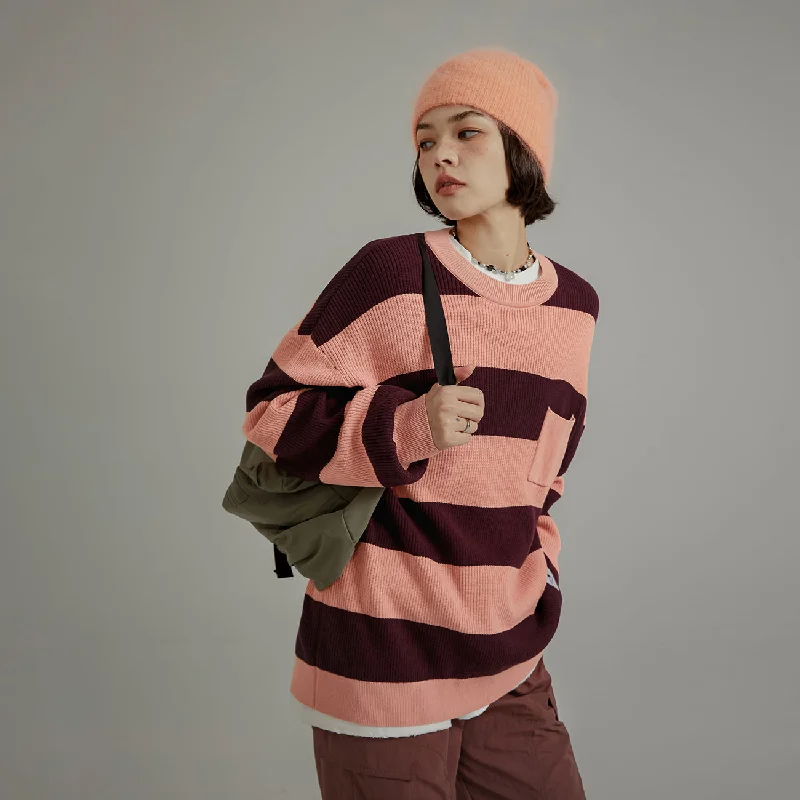 Color Pocket Stripe Knit Sweater