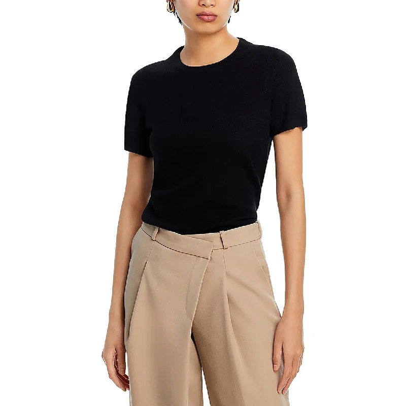 Comfortable down Private Label Womens Cashmere Short Sleeve Crewneck Sweater