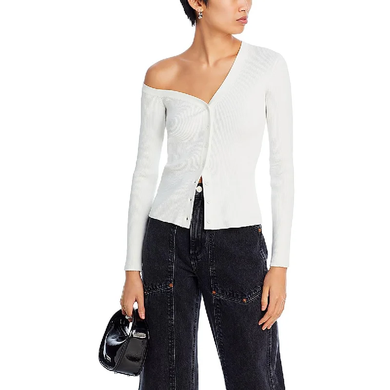 Comfortable Sweaters STAUD Womens Craftsman Ribbed Button Front Cardigan Sweater