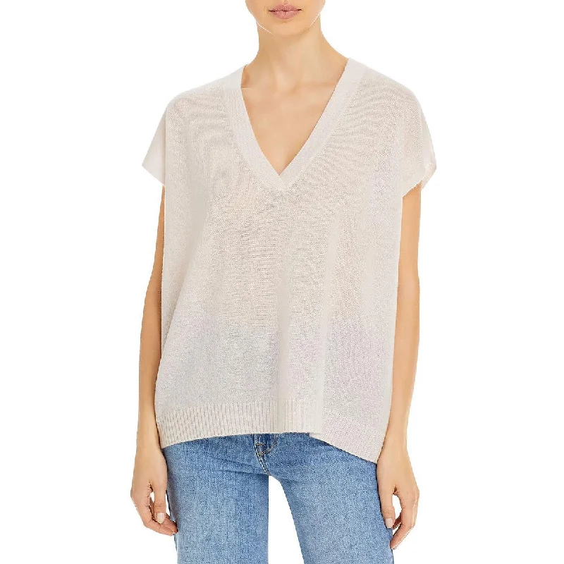 Sports Cool Private Label Womens Cashmere Boxy V-Neck Sweater