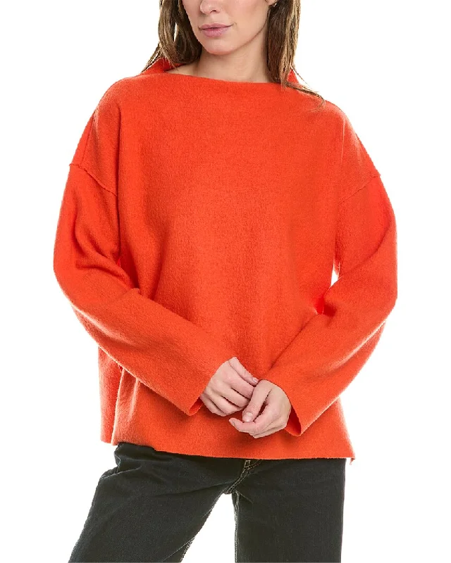 EILEEN FISHER Funnel Neck Box Wool Top