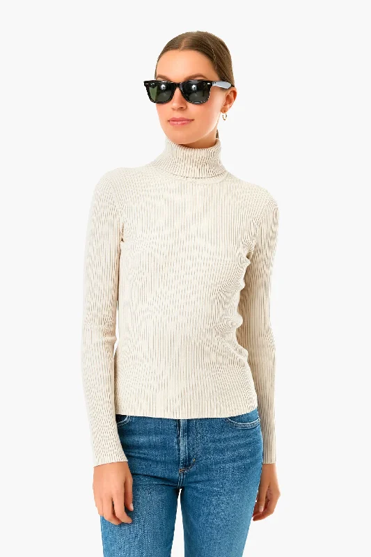 Bright Colors Winter White Sonia Ribbed Turtleneck