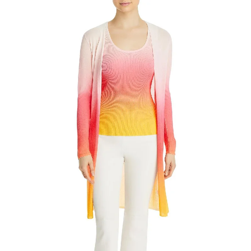 Casual Chic T Tahari Womens Two-Tone Open-Front Cardigan Sweater