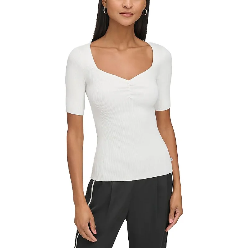 Relaxed Dresses Karl Lagerfeld Paris Womens Sweetheart Neck Fitted Pullover Sweater