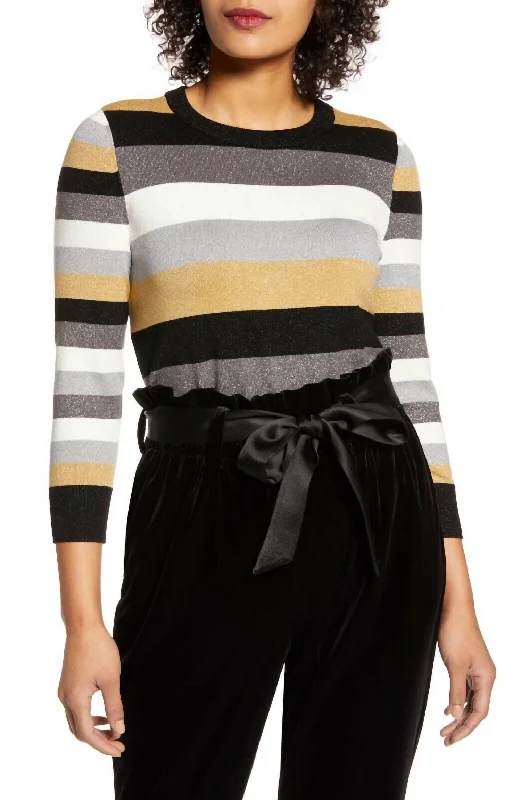 X Atlantic-Pacific Neck Striped Sweater In Multicolor