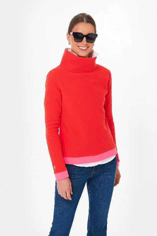 Cozy Apparel Poppy Red and Neon Pink Colorblock Park Slope