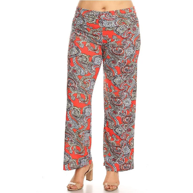 Elegant Style White Mark Womens Paisley High Rise Wide Leg Pants