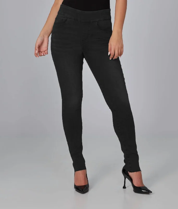 Elegant And Noble Anna High Rise Skinny Pull On Jeans In Night Black