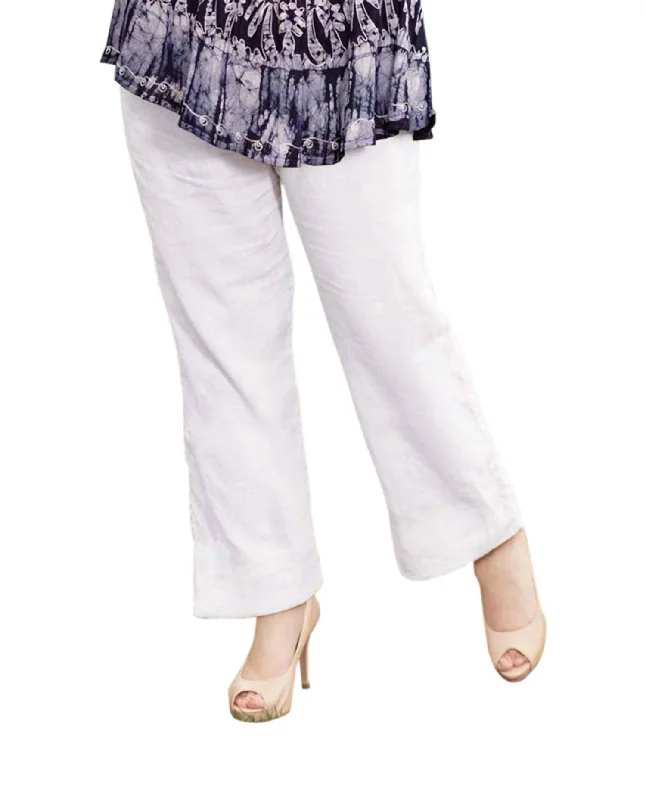 Daily Comfort Wide Leg Linen Pants - Plus In White