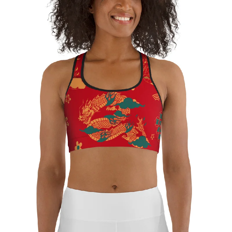 Exquisite Tailoring Chinese Dragon Sports Bra