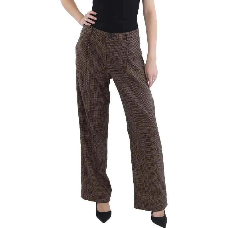 Classic Series Vince Womens Checkered  Wide Leg Pants