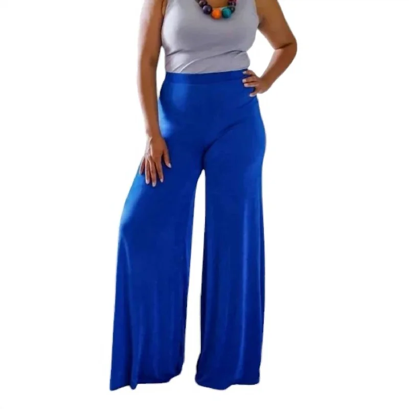 Trendy Comfort Slink Fabric Palazzo Pants In Blue