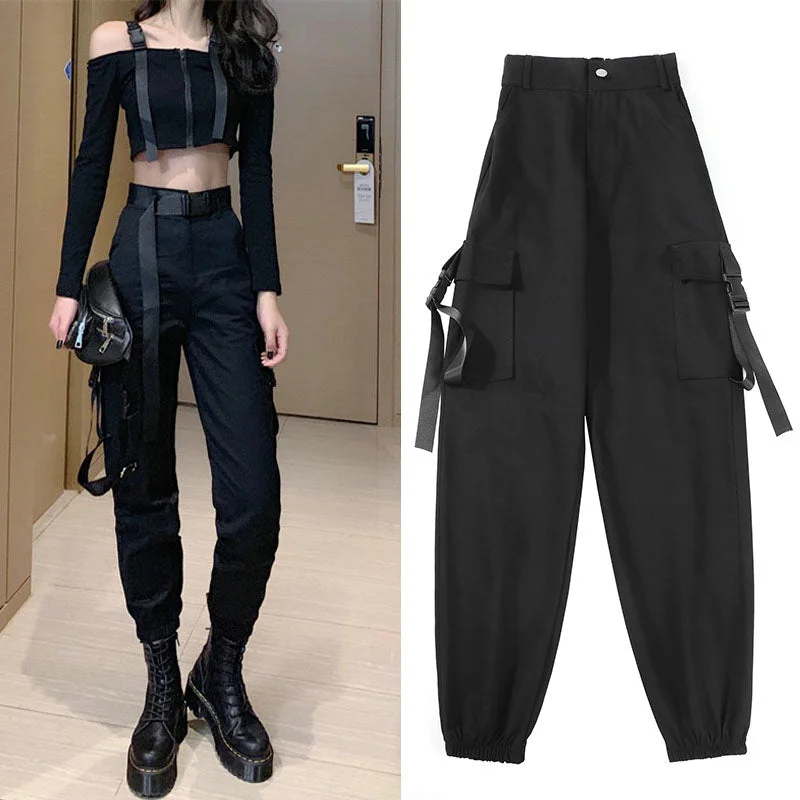 Everyday Chic STREET FASHION BLACK OVERALLS PANTS SUIT BY63040