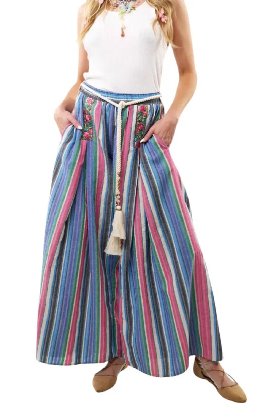 Smart Comfort Miss June Pants In Blue/white Stripes