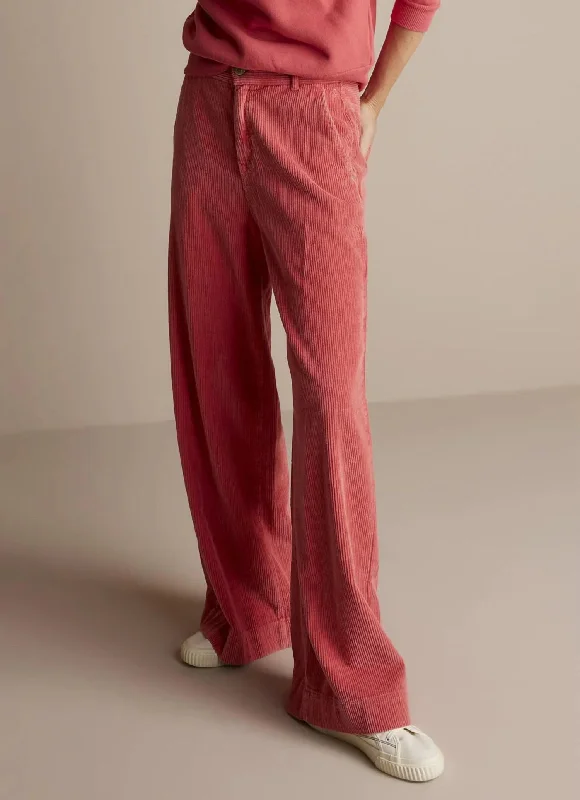 Elegant Comfort Flared Corduroy Pant In Coral
