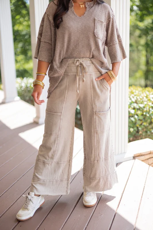 Sports Cool Happy Place Taupe Knit Pants