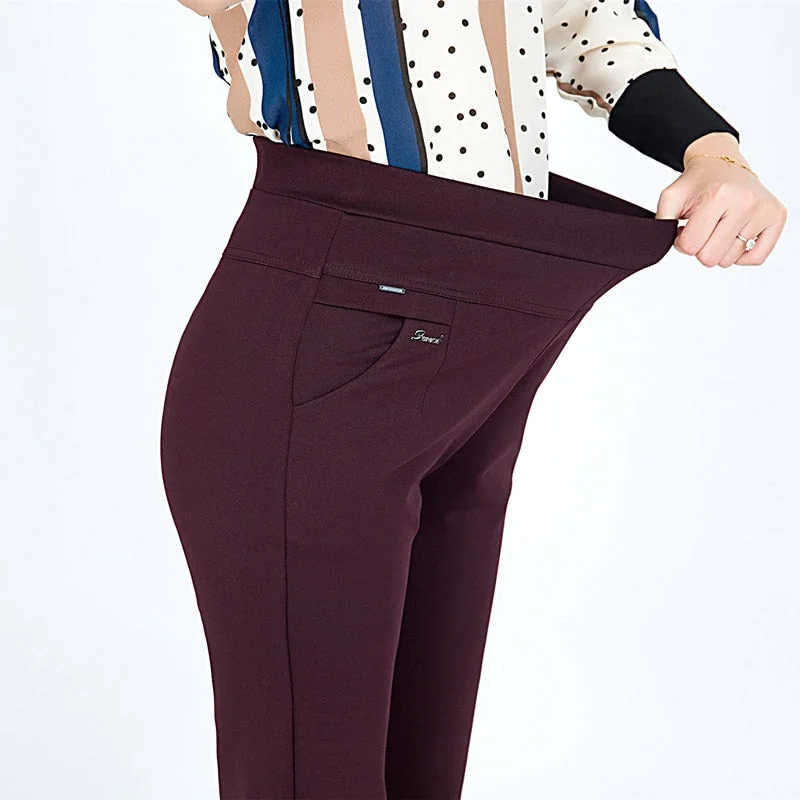 Stylish Fit S-6XLNew autumn winter Plus Size Women's Pants Fashion Solid color Skinny high waist elastic Trousers Fit Lady Pencil Pants