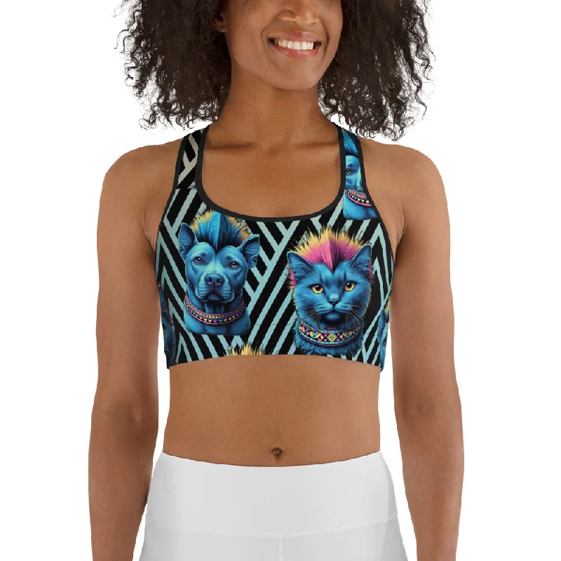 Youthful Style Mohawk Cats & Dogs Sports Bra