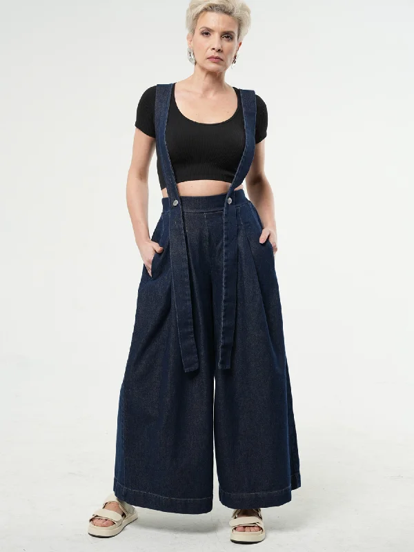 Design Perception Full-length Wide-leg Dark Denim Pants