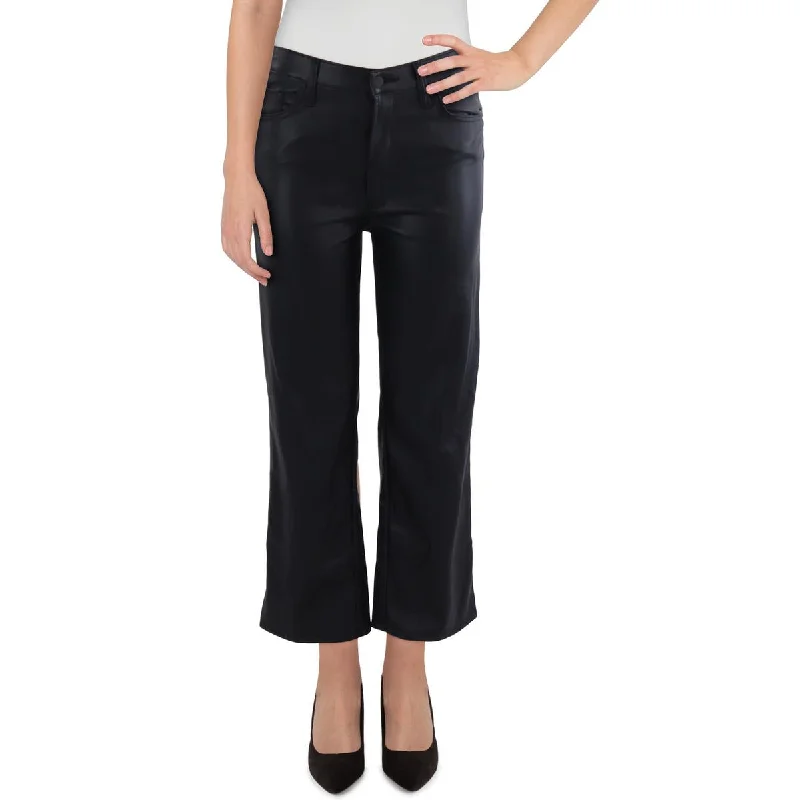 Fashion Elements Mother Womens Rambler Faux Leather Mid-Rise Straight Leg Pants