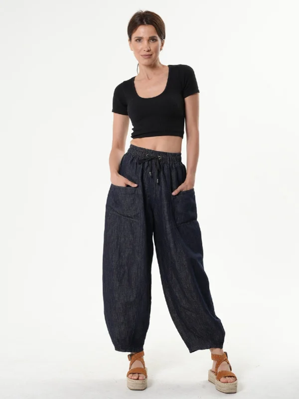 Easygoing Outfits Casual Denim Pants With Linen