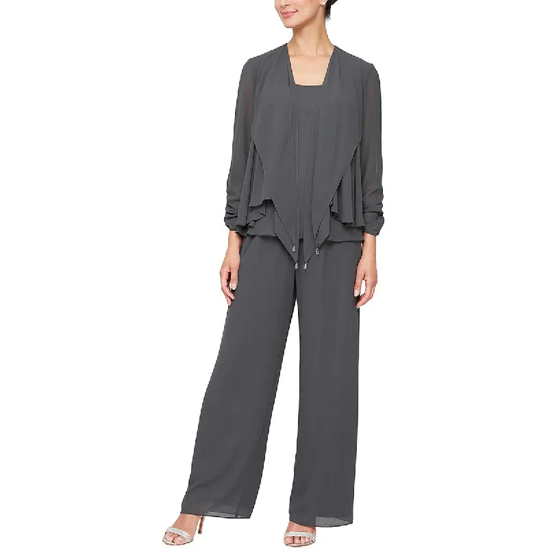 Chic Comfort Wear Jeanne Alexander by Alex Evenings Womens 3PC Set Sleeveless Top Dress Pants