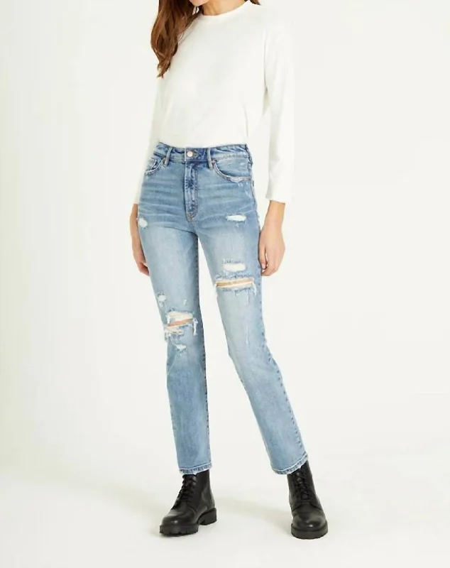 Quality Tailoring Frankie Distressed Straight Jeans In Belgrade